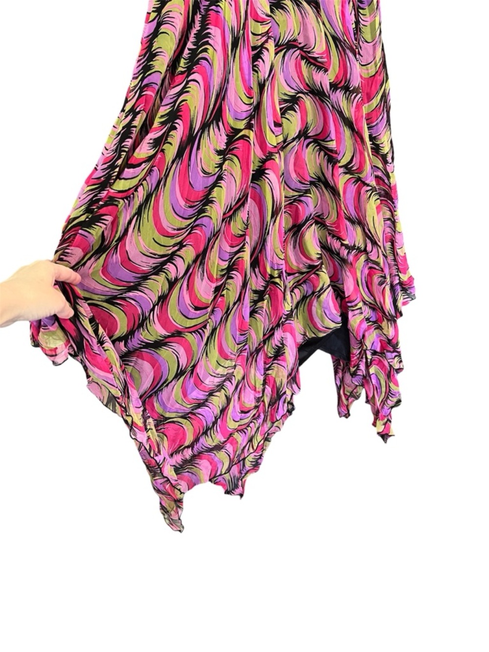 NWT Vintage Y2K Betsey Johnson New York Sheer Silk Handkerchief Hem Runway Dress - Picture 8 of 13